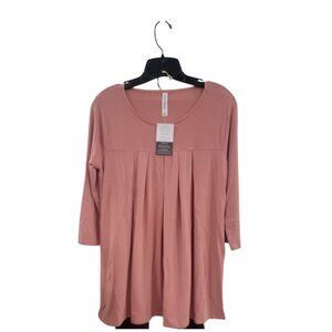Zenana Premium Womens Blush Pink Pleated Tunic Top Small